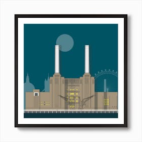 Battersea Power Station Blue Art Print