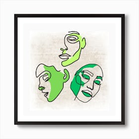 Faces Outline Art Print Art Print