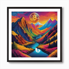 Bitcoin Rising Behind The Mountain1 Art Print