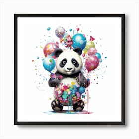 Panda Bear With Balloons Art Print