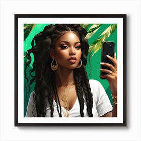 African Woman Taking Selfie Art Print