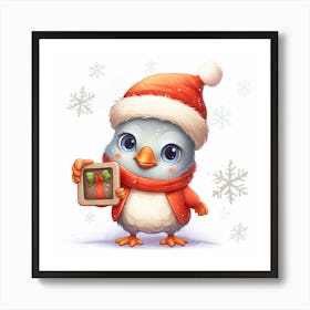 Santa Penguin Art Print