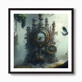 Steampunk Clock Art Print