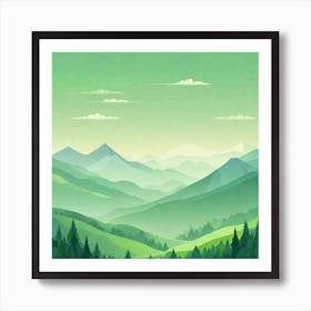 Misty mountains background in green tone 3 Art Print