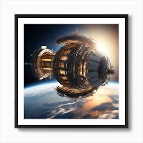 Planet Earth Constructing Into Metalica Space Station 1 Art Print