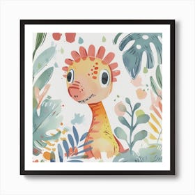 Cute Muted Pasteldilophosaurus Dinosaur  1 Art Print