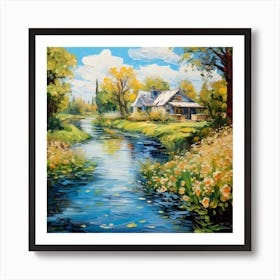 Luminous Retreat: Riverside Impressionist Dream Art Print