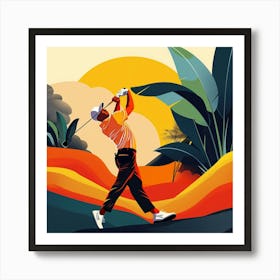 A Golfer Teeing Off Lofi Illustration 1718673009 4 Art Print