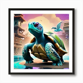 Turtle In The Sea 3 Art Print