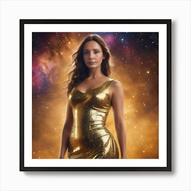 Girl In A Gold Dress 1 Art Print