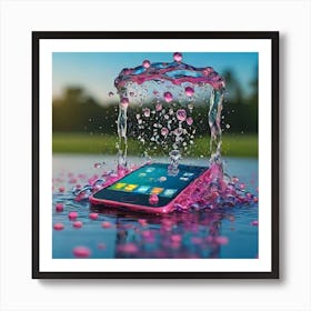 Pink Phone In Water 1 Art Print