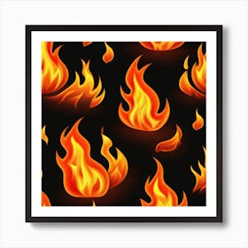 Flames On Black Background 23 Art Print