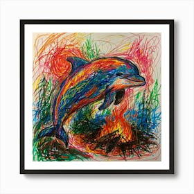 Dolphin In The Fire Art Print