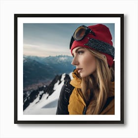 Beautiful Woman In Ski Gear Art Print