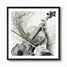 Violin With Splatters Art Print