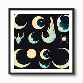 Moon And Stars 7 Art Print