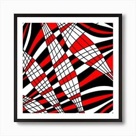 Abstract Red And Black Stripes Art Print