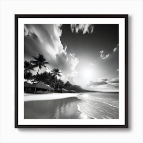 Black And White Beach 6 Art Print