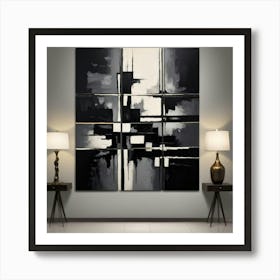 Abstract Black And White Painting 1 Art Print