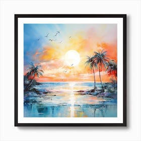 AI Sapphire Serenity: Caribbean Canvas Art Print