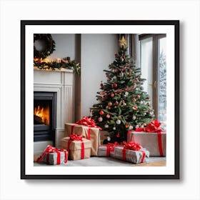 Christmas Tree In The Living Room 2 Art Print