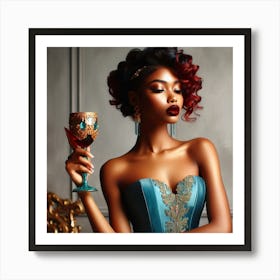 Woman Holding A Glass Of Wine 1 Art Print