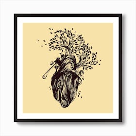 Blooming Heart Love Square Art Print