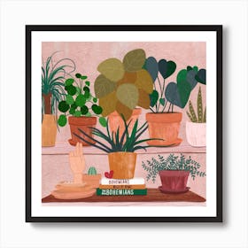 Boho Plantlets Square Art Print