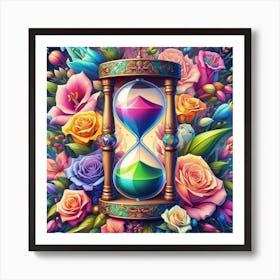 Hourglass With Flowers 1 Art Print