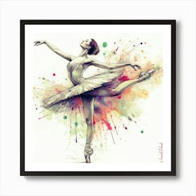 Colored Balerina Dancer 2. Art Print