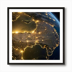 Earth At Night 7 Art Print