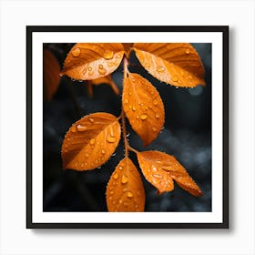 Autumn Leaves With Water Droplets Art Print