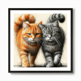 Two Cats 2 Art Print