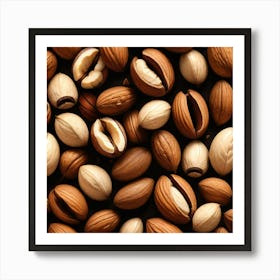 Almonds On A Black Background 18 Art Print