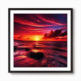 Sunset Over The Ocean 160 Art Print