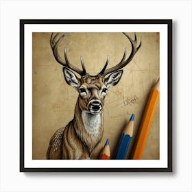 Deer Drawing 6 Art Print