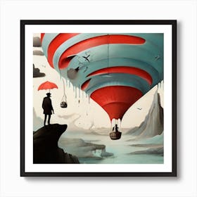 Red Balloon In The Sky Art Print