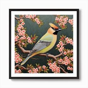 Ohara Koson Inspired Bird Painting Cedar Waxwing 3 Square Art Print