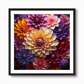 Paper Dahlias Art Print