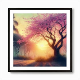 Sunset In The Forest Art Print