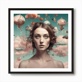 Girl With Clouds Art Print