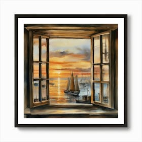 Sunset From The Window Art Print