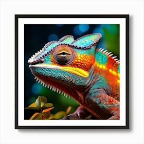 Firefly Vibrant Photorealistic Chameleon With Colorful Scales 51607 Art Print