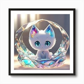 Kawaii Crystal Cat Art Print