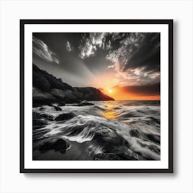 Sunset At The Beach 440 Art Print