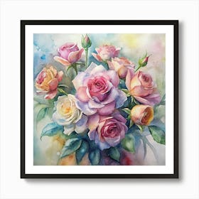 Watercolor Roses 20 Art Print