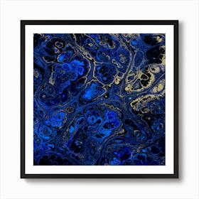 Blue And Gold Abstract Painting 6 Art Print