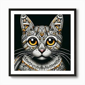 Tribal Cat Canvas Print Art Print