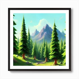 Path To The Mountains trees pines forest 7 Art Print