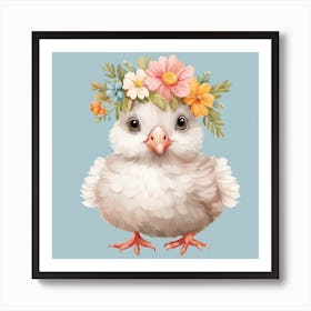 Floral Baby Pigeon Nursery Illustration (28) Art Print